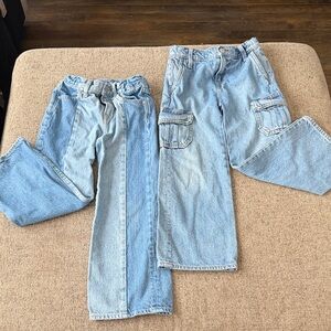 Old Navy Light Blue Denim Two Tone & Cargo Girls size 7 Jeans